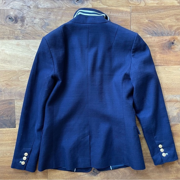 Banana Republic Navy Blue Double Breasted Cotton Blazer with Gold Buttons size 4 - Picture 7 of 14